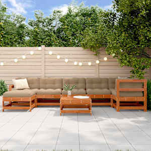 Vrtna dnevna garnitura 8 pcs Vosek Rjava Bor Masivna borovina