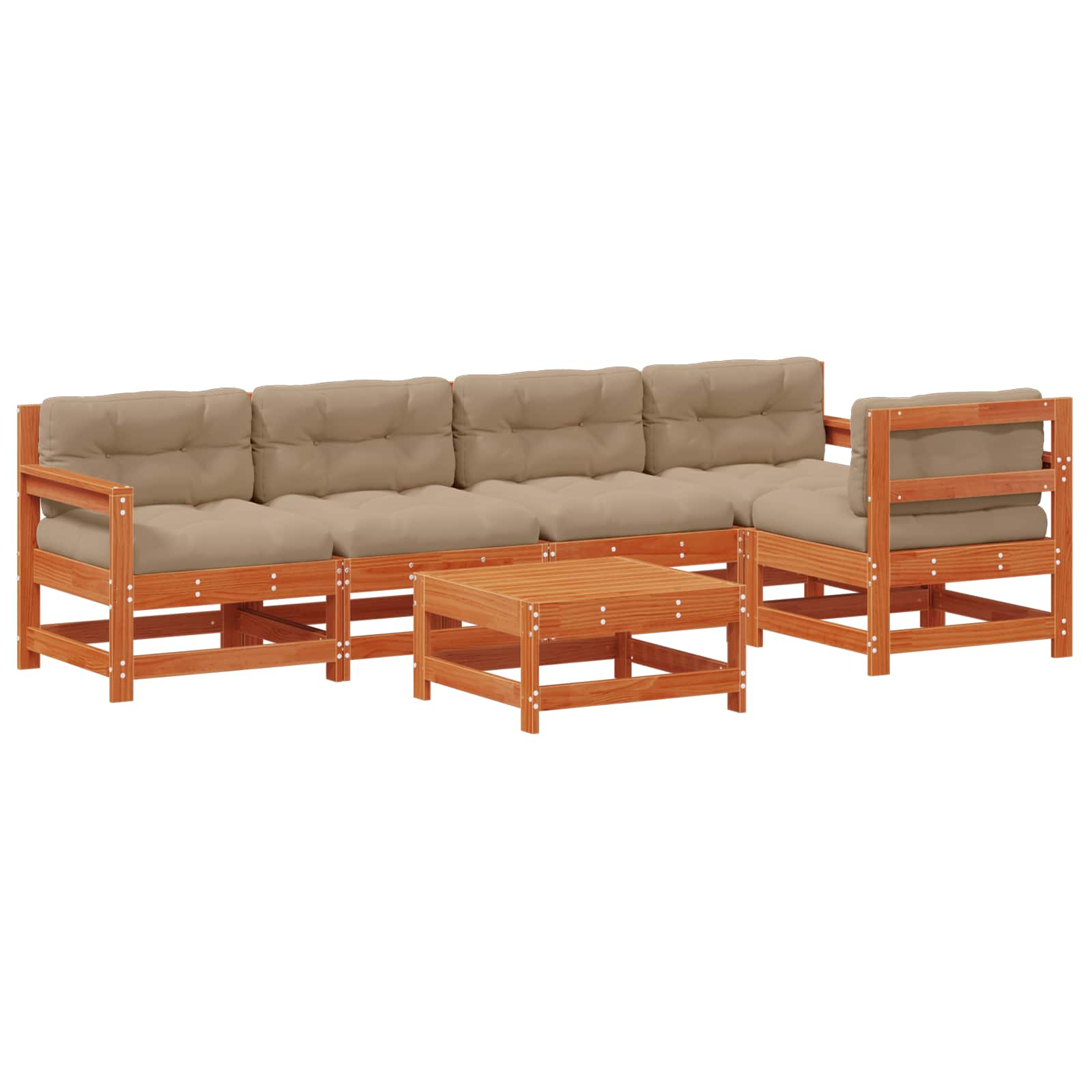 Tuin loungeset 6 pcs Wasbruin Massief grenenhout image 2