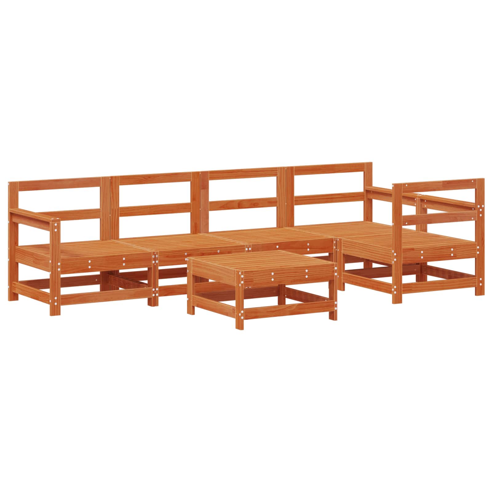 Tuin loungeset 6 pcs Wasbruin Massief grenenhout image 3