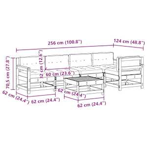 Zahradní lounge set 6 pcs Voskově Hnědá Masivní borovice - obrázek 9