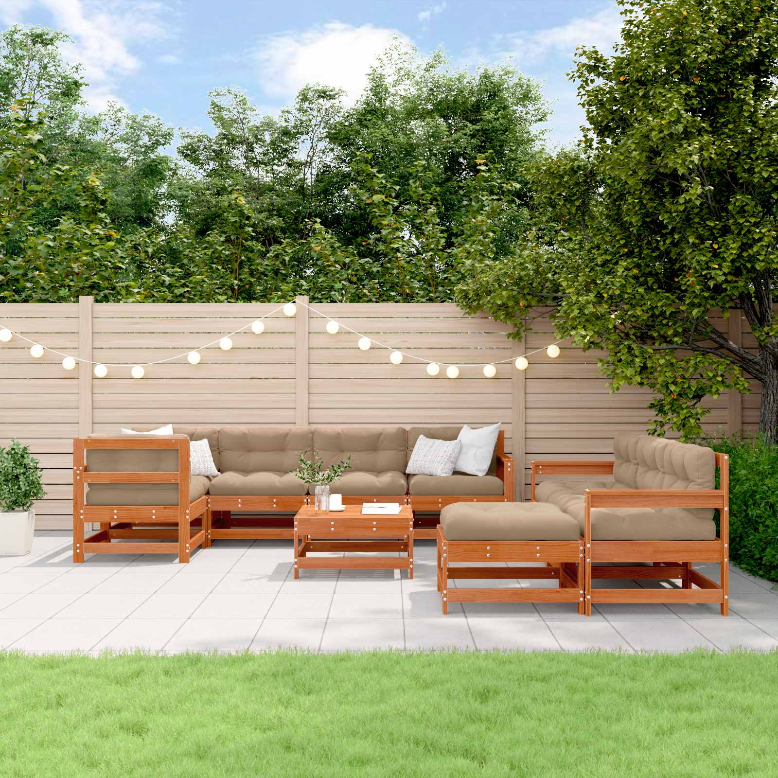 Tuin loungeset 10 pcs Wax Bruin Den Massief grenenhout image 1