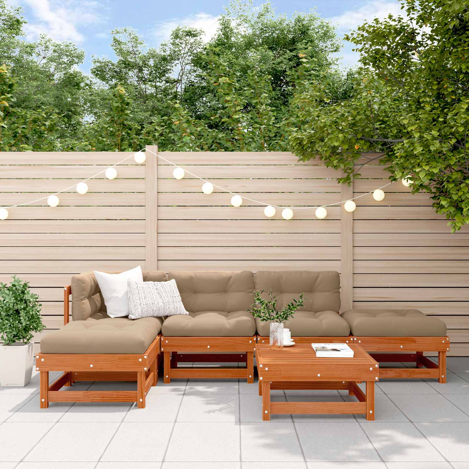 vidaXL Set de lounge pentru grădină 6 pcs Maro ceruit