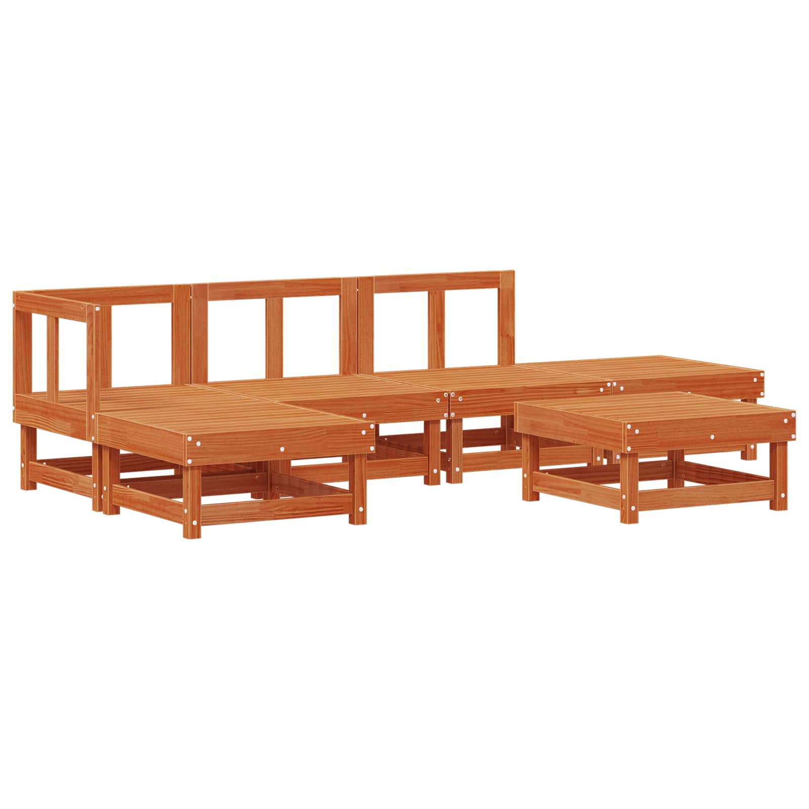 Tuin loungeset 6 pcs Wasbruin Massief grenenhout image 6