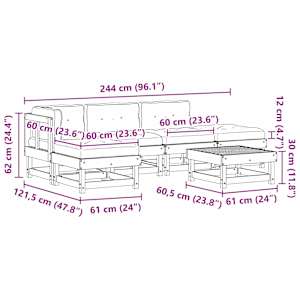 Zahradní lounge set 6 pcs Voskově Hnědá Masivní borovice - obrázek 9
