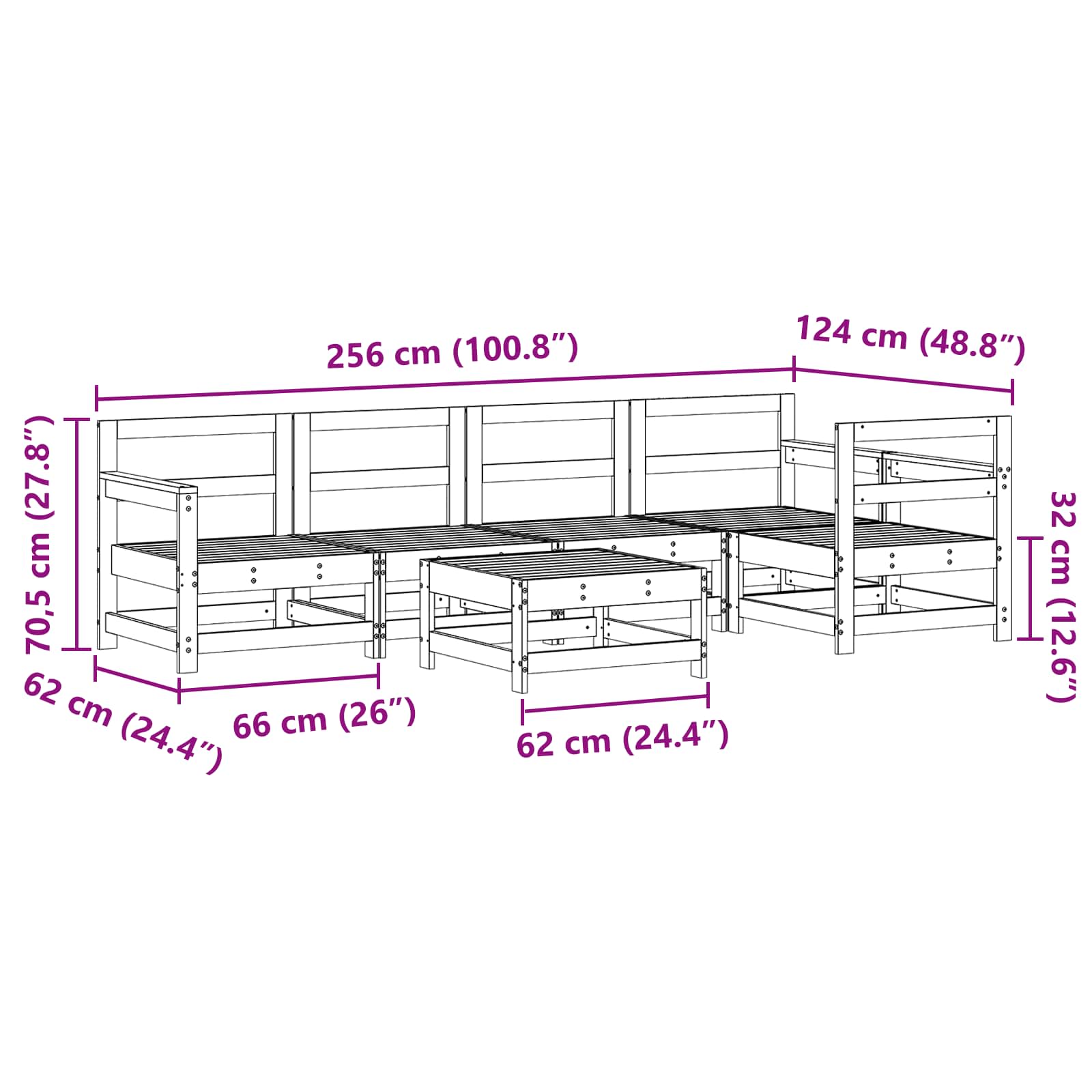 Tuin loungeset 7 pcs Waskleur Bruin Massief grenenhout image 9