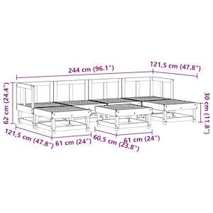 Zahradní lounge set 7 pcs Voskově Hnědá Masivní borovice - obrázek 7
