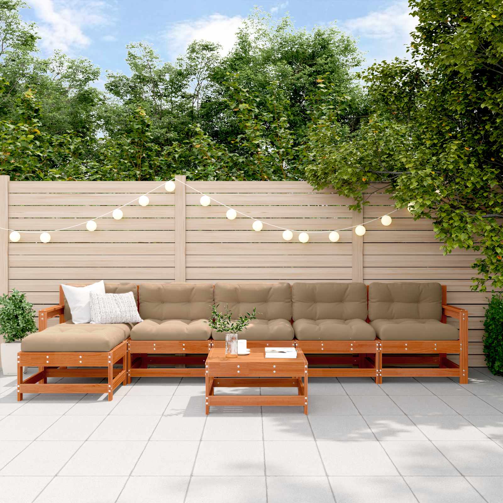 Tuin loungeset 6 pcs Waskleur Bruin Massief grenenhout image 1