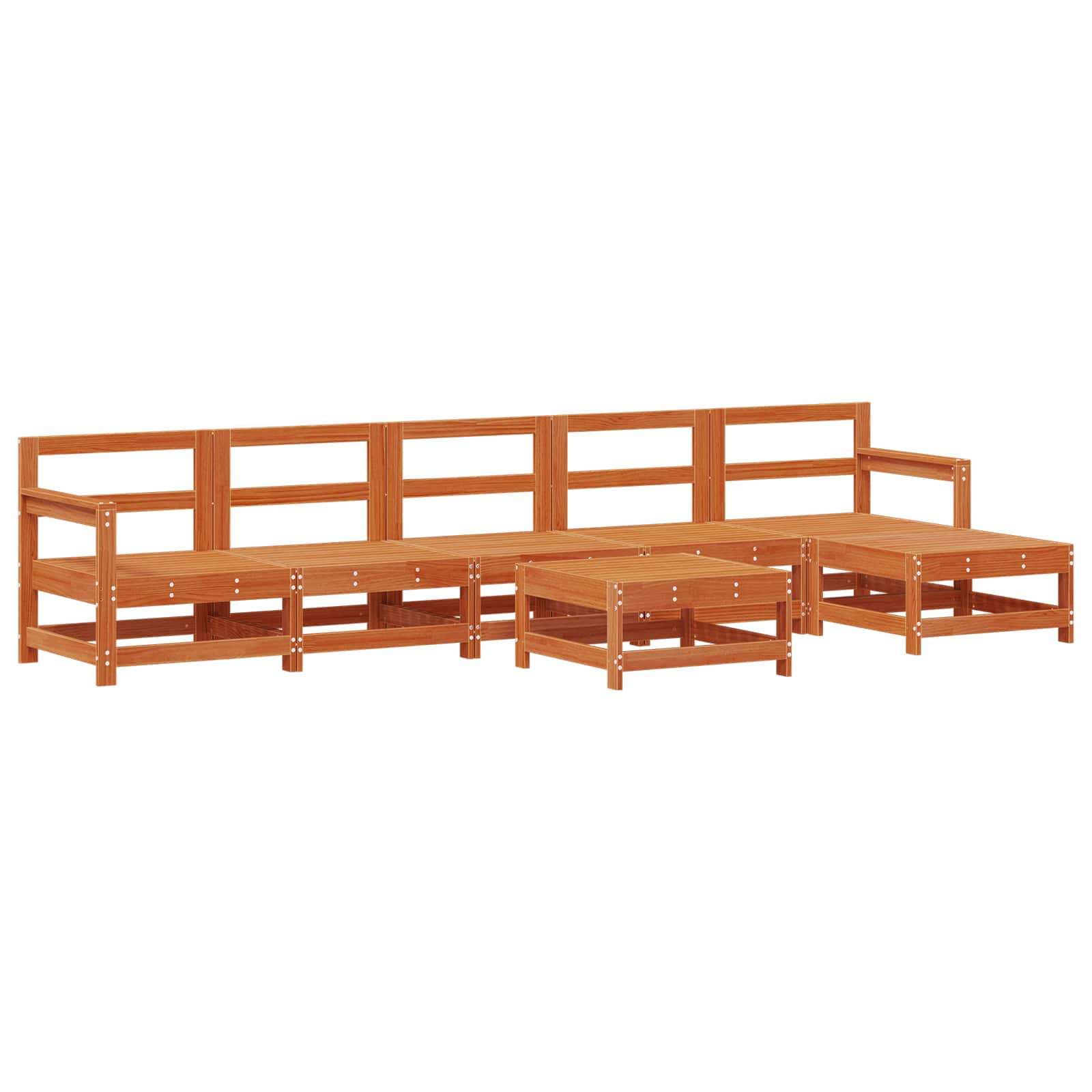 Tuin loungeset 6 pcs Waskleur Bruin Massief grenenhout image 2