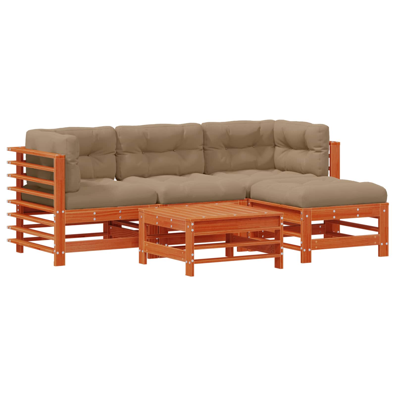 Tuin loungeset 5 pcs Wasbruin Massief grenenhout image 2