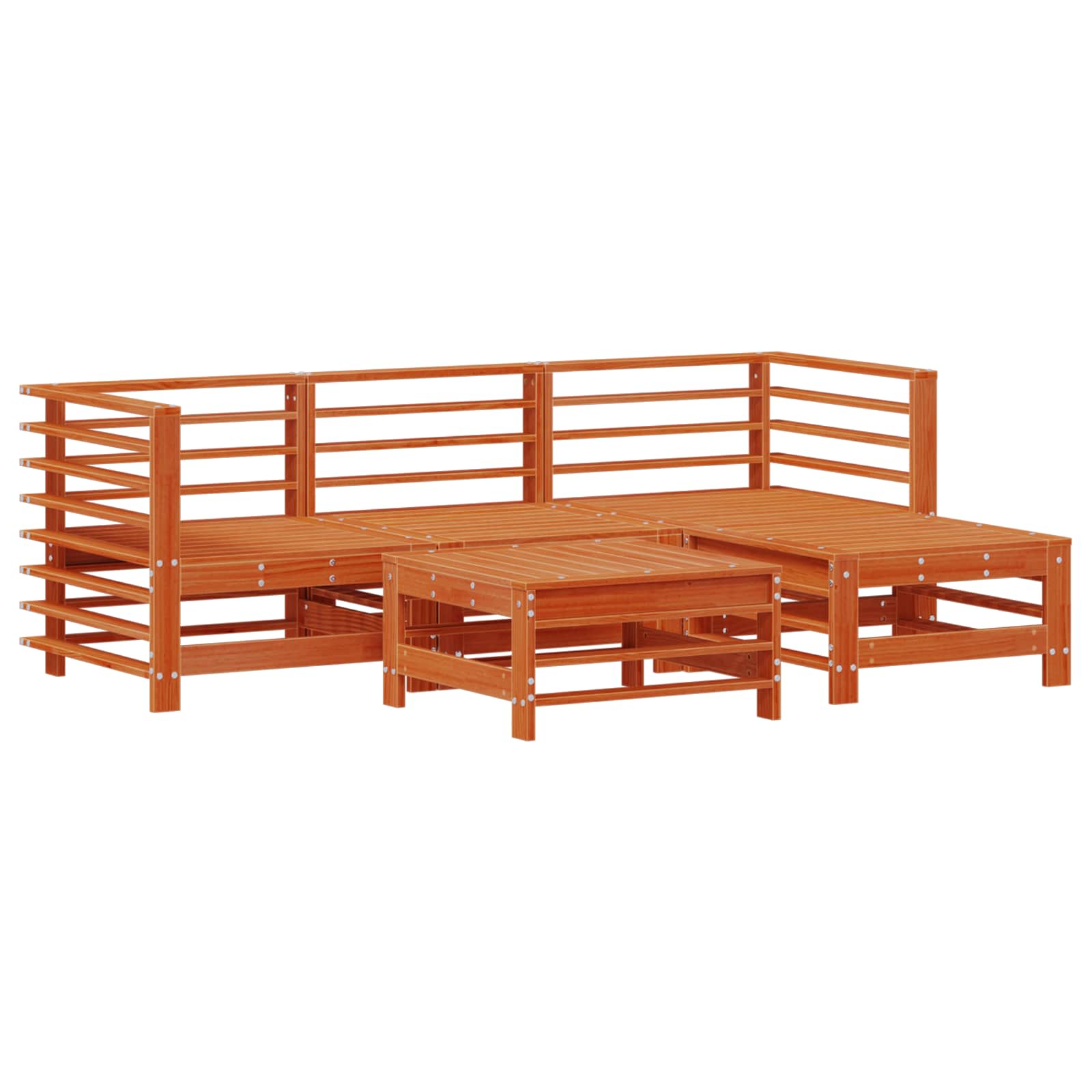 Tuin loungeset 5 pcs Wasbruin Massief grenenhout image 3