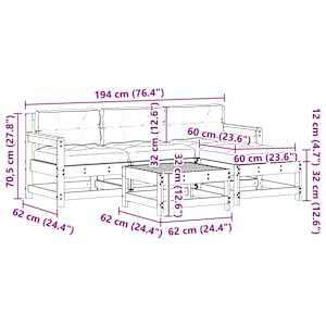 Zahradní lounge set 5 pcs Voskově Hnědá Masivní borovice - obrázek 9