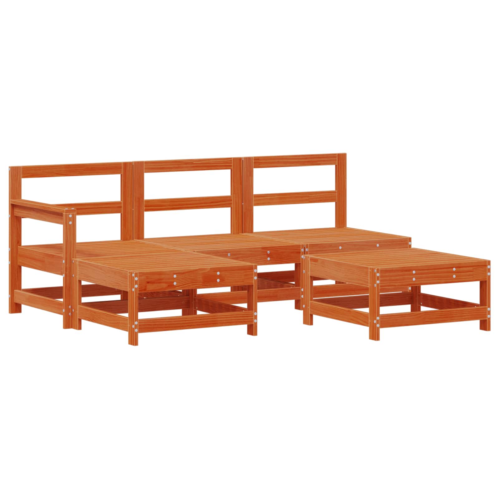 Tuin loungeset 5 pcs Waskleur Bruin Massief grenenhout image 2