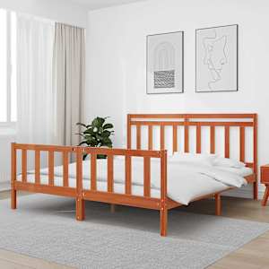 Rám postele s čelo 2 pcs Voskově hnědá 205,5 x 185,5 x 100 cm - obrázek 1