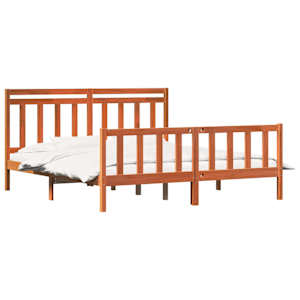 Rám postele s čelo 2 pcs Voskově hnědá 205,5 x 185,5 x 100 cm - obrázek 2