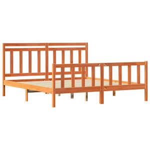 Rám postele s čelo 2 pcs Voskově hnědá 205,5 x 185,5 x 100 cm - obrázek 3