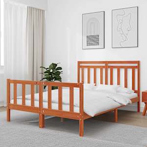 Rám postele s čelo 2 pcs Voskově hnědá 205,5 x 145,5 x 100 cm - obrázek 1