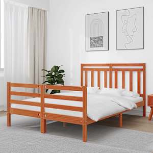 Konstrukcija postelje z vzglavjem Voskast rjav 150 x 200 cm