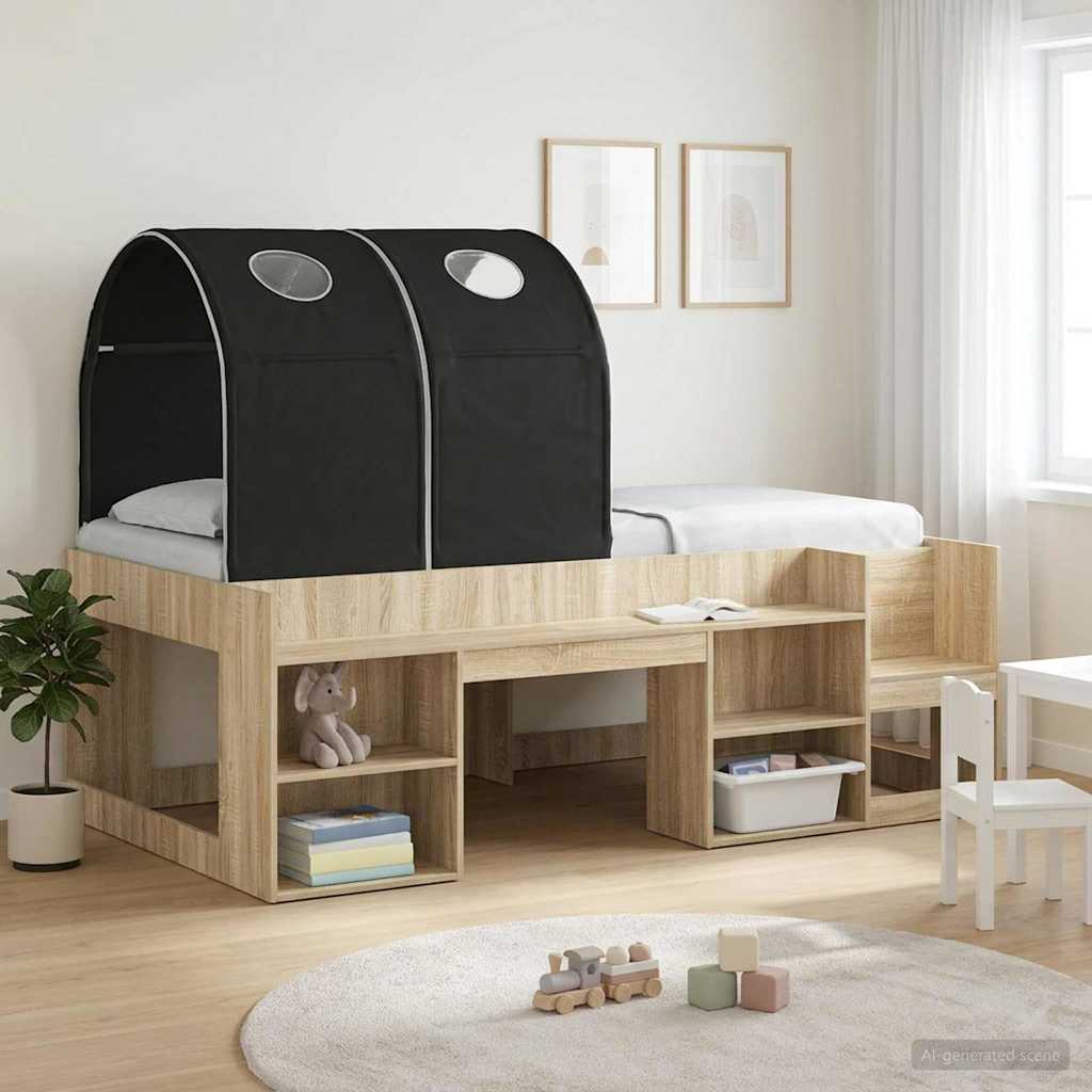 vidaXL Tunel pentru Pat 2 pcs Negru 211 x 52,5 x 2 cm Poliester