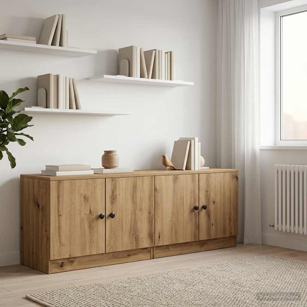 Zásuvka pod postel se dveřmi 2 pcs Dub artisan 66 x 35 x 48 cm