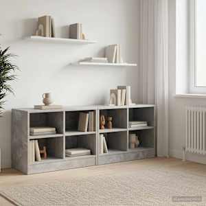 Posteljna omarica s polico 2 pcs Betonsko siva 66 x 33 x 48 cm