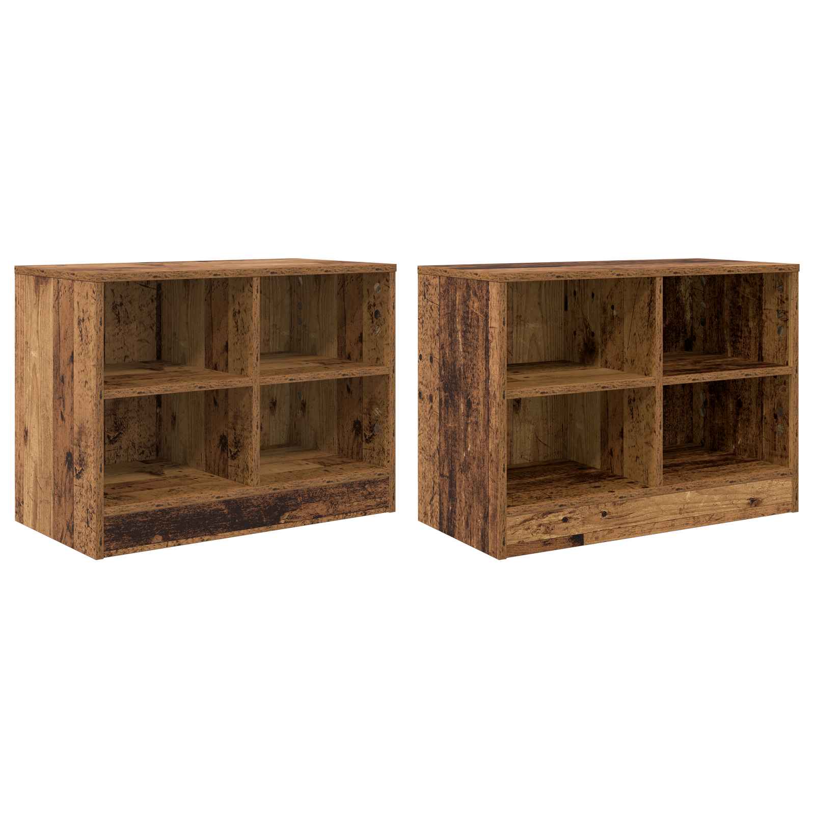 Zásuvka pod postel s policí 2 pcs Staré dřevo 66 x 33 x 48 cm - obrázek 3