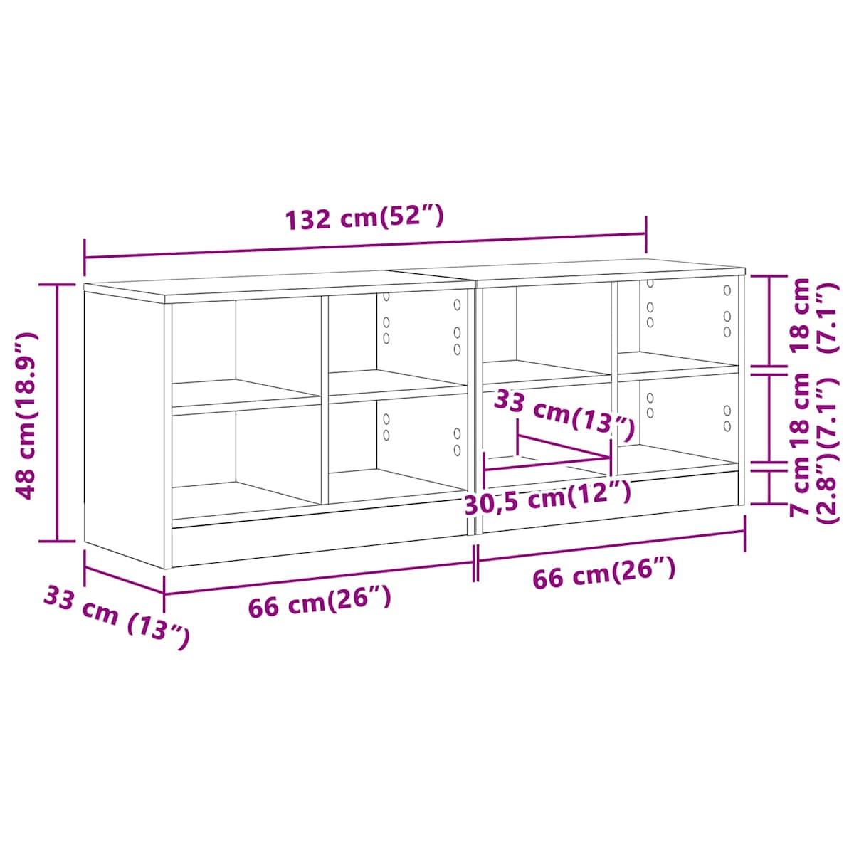 Sengeskab 2 stk. 66 x 33 x 48 cm Konstrueret træ - Billede 10