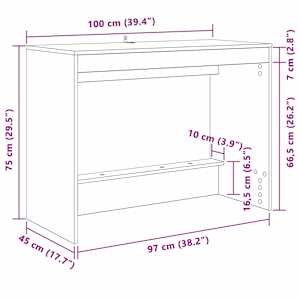 Postelový stůl Černý dub Kompozitní dřevo 100 x 45 x 75 cm - obrázek 8