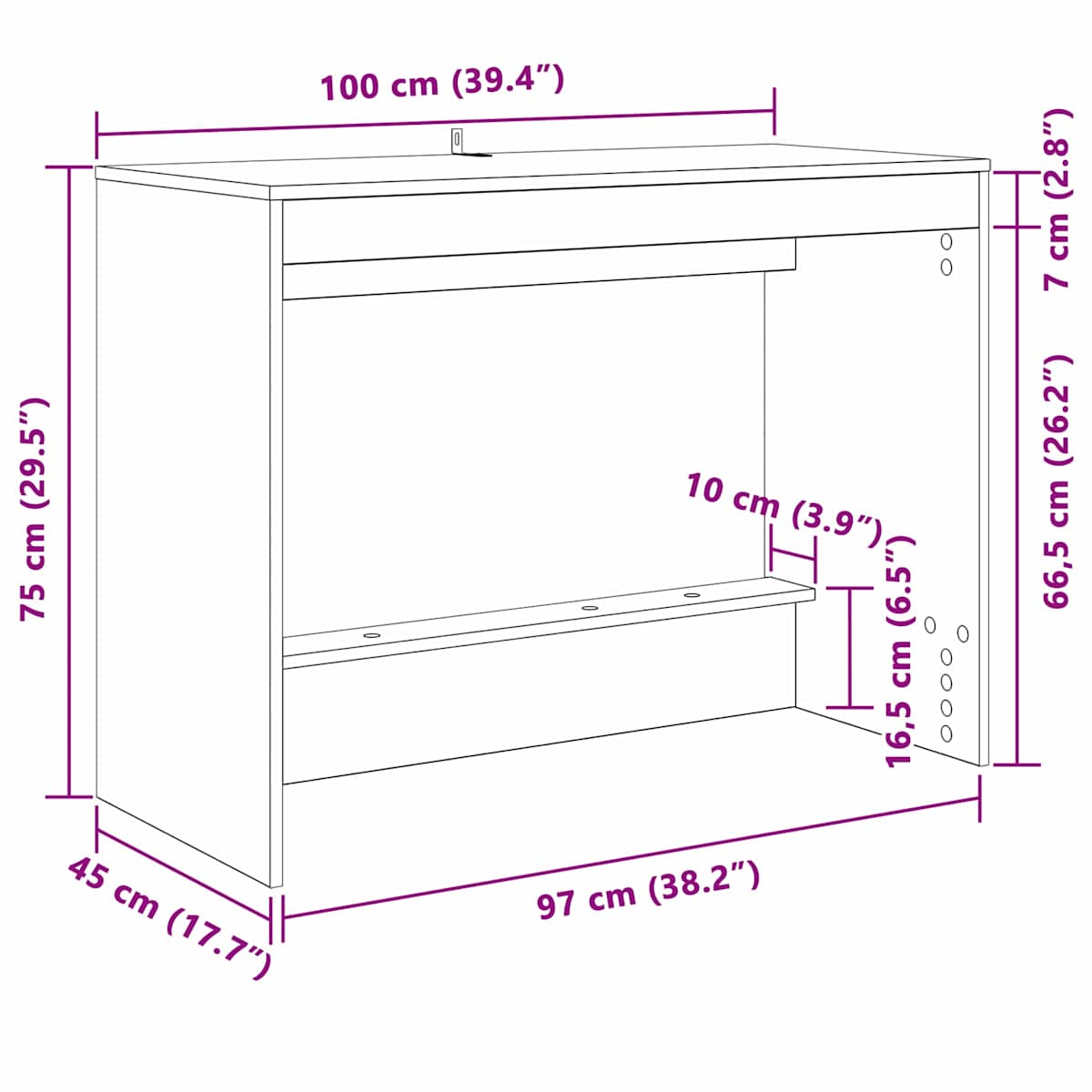 Sengebord Konstrueret træ 100 x 45 x 75 cm - Billede 9