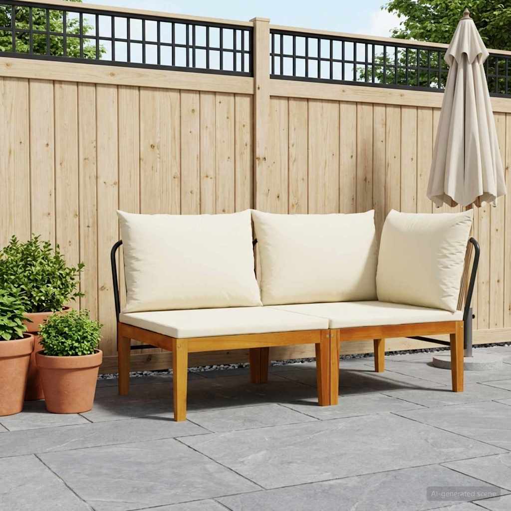 vidaXL 2 pcs Set de lounge pentru grădină cu perne natural