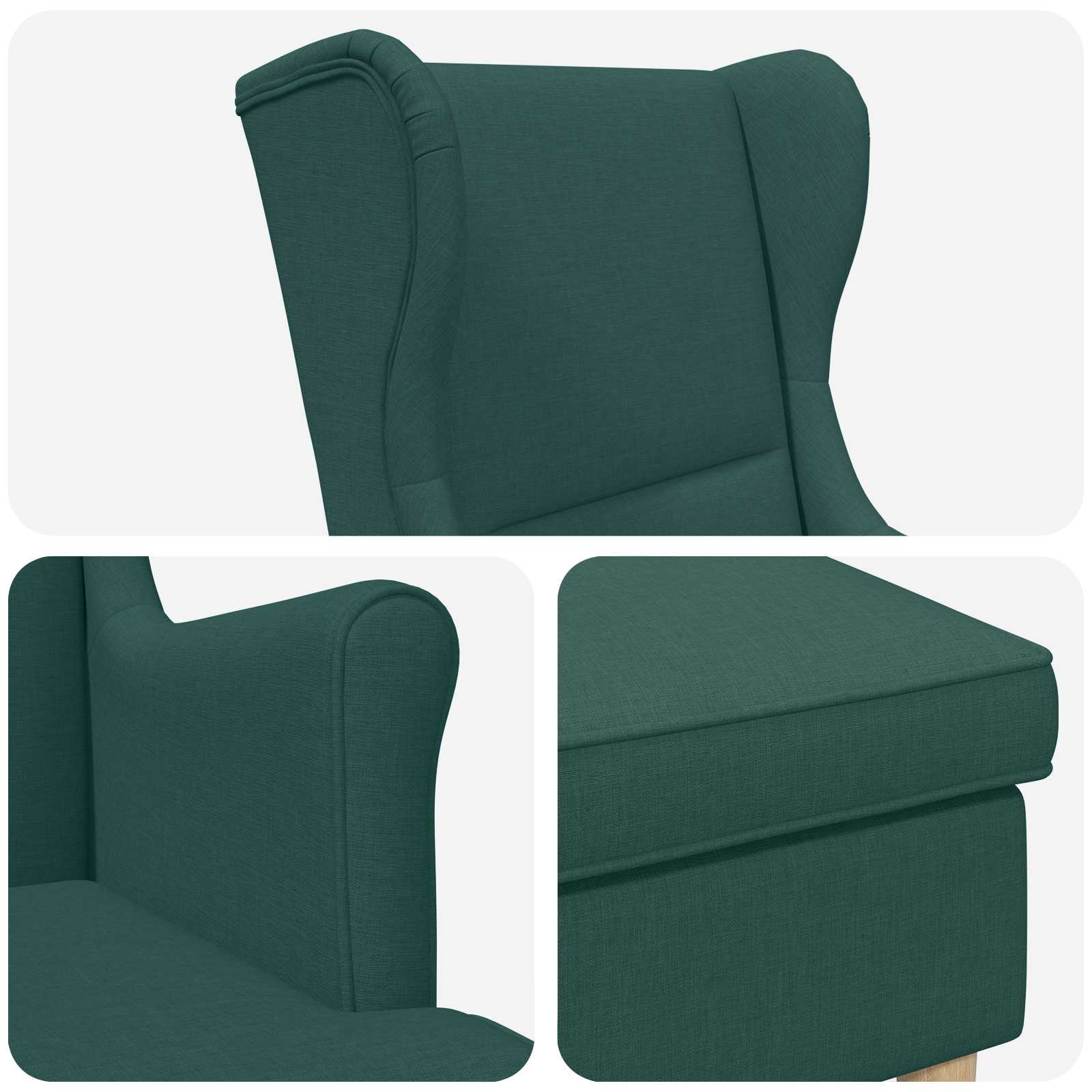 Fauteuil met Voetenbank 2 st Donkergroen Stof - Afbeelding 8