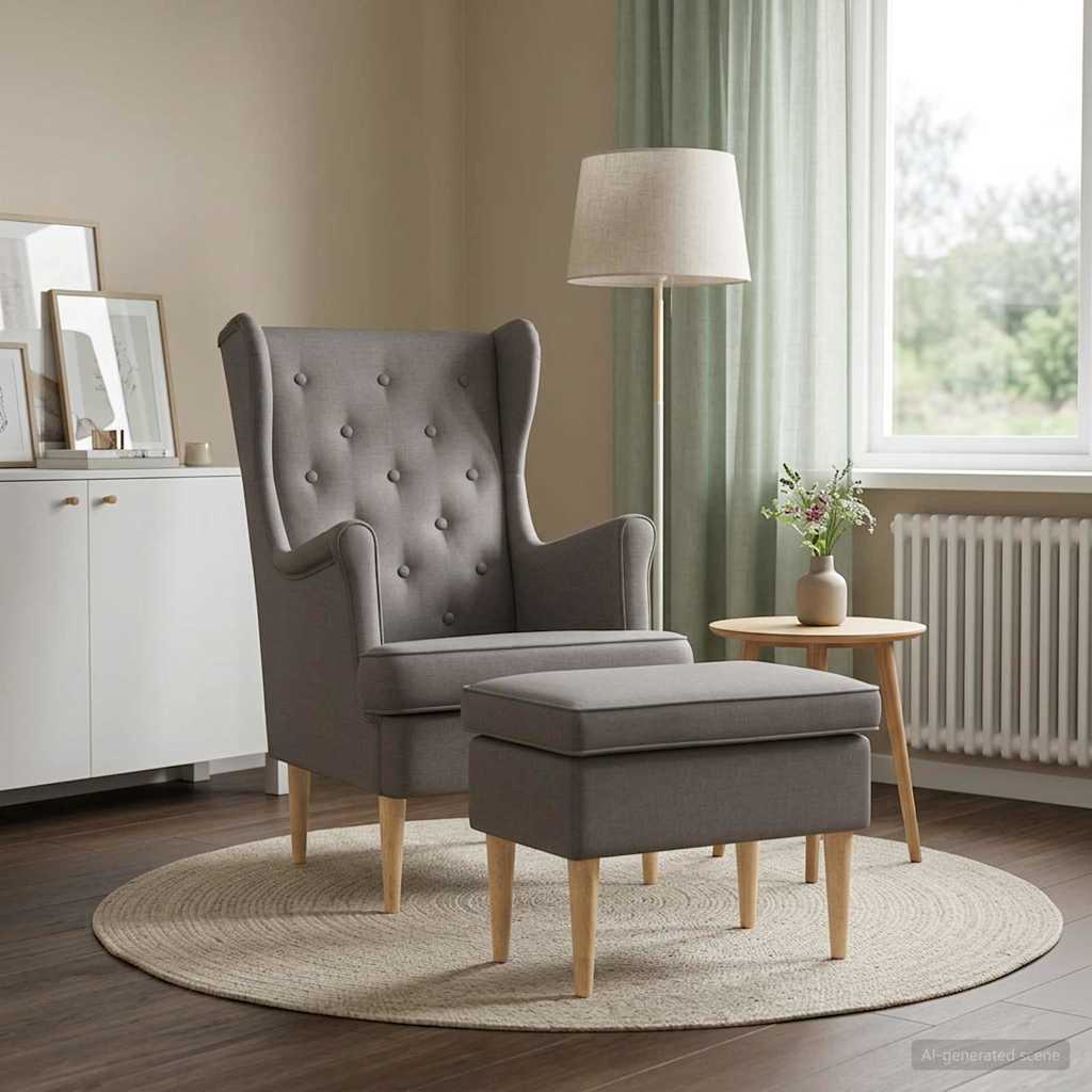 vidaXL Sessel mit Fußhocker 2 stk. Taupe Stoff