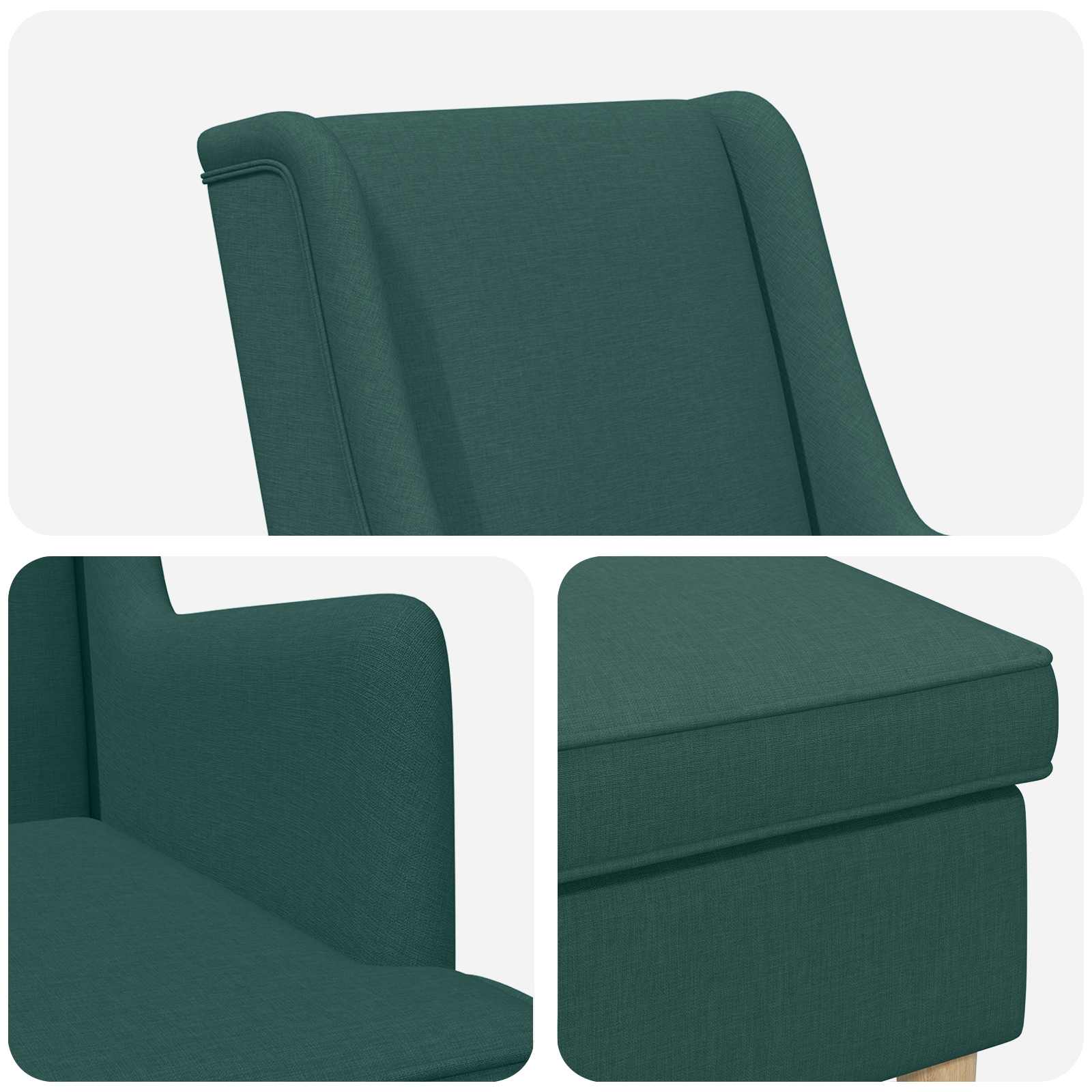 Fauteuil met Voetenbank 2 st Donkergroen Stof - Afbeelding 8