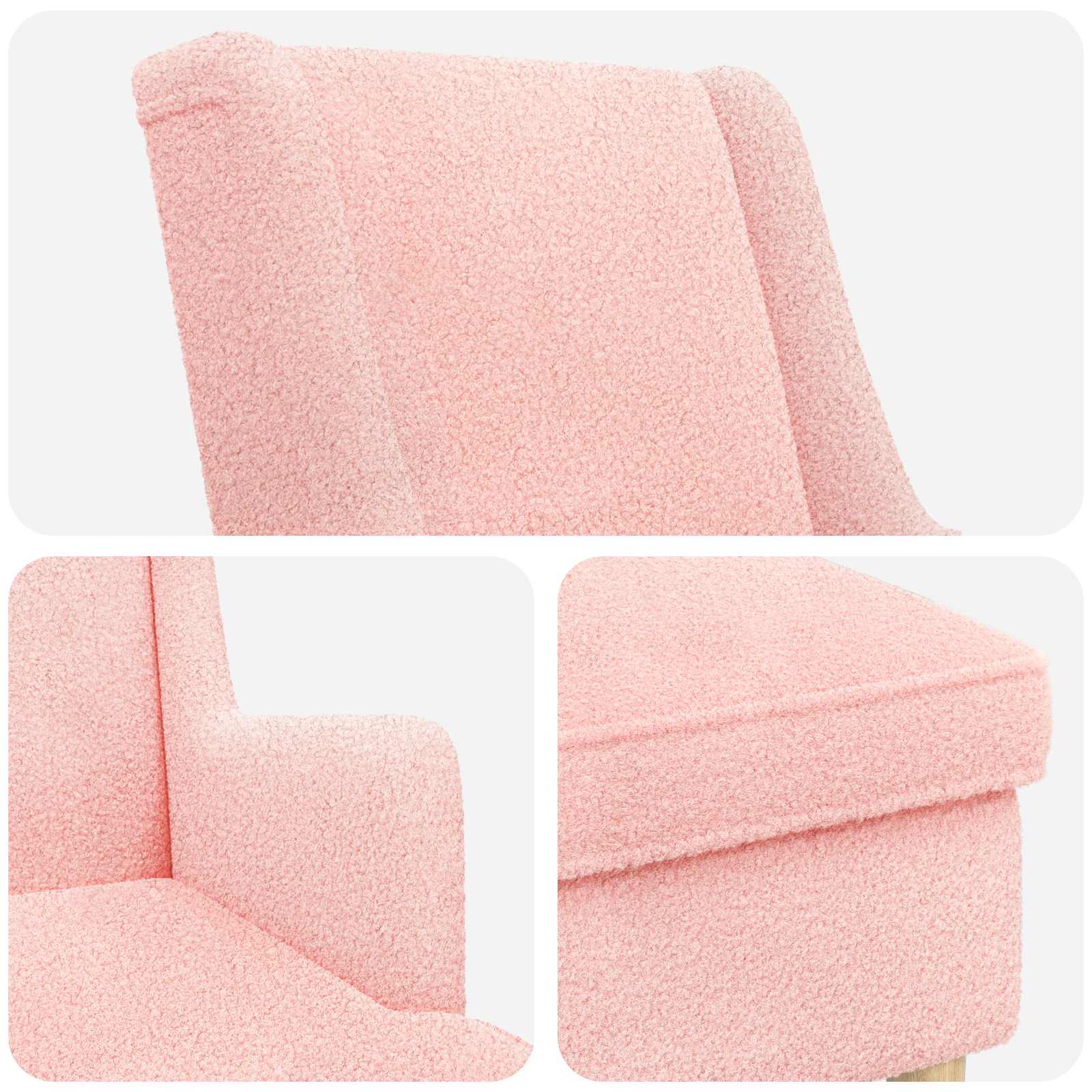 Fauteuil met Voetenbank 2 st Roze Bouclé - Afbeelding 8