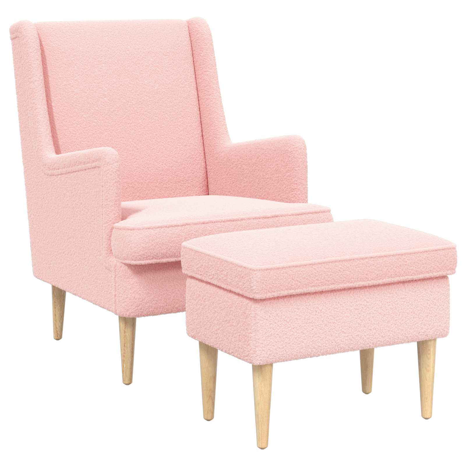 Fauteuil met Voetenbank 2 st Roze Bouclé - Afbeelding 2