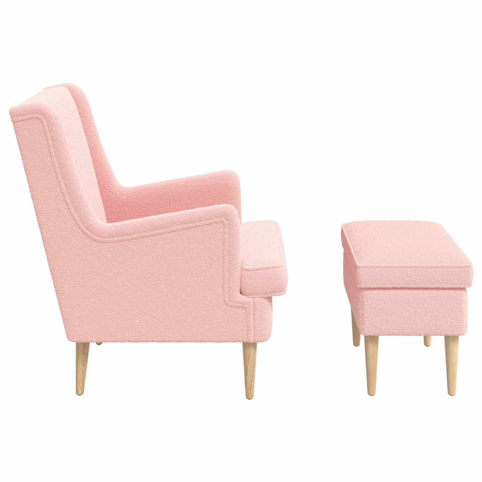 Fauteuil met Voetenbank 2 st Roze Bouclé - Afbeelding 6