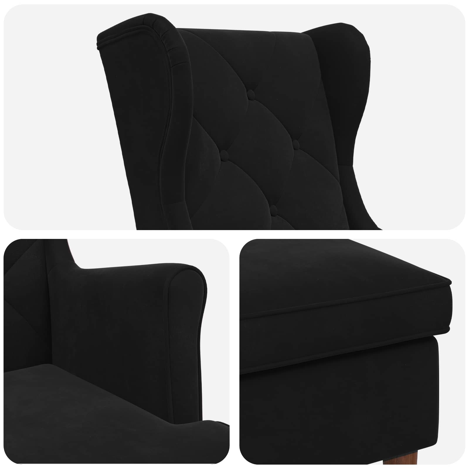 vidaXL Sessel mit Fußhocker 2 stk. Schwarz Samt – Bild 8