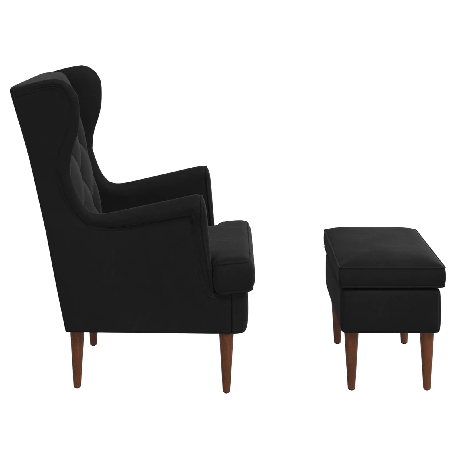 vidaXL Sessel mit Fußhocker 2 stk. Schwarz Samt – Bild 6