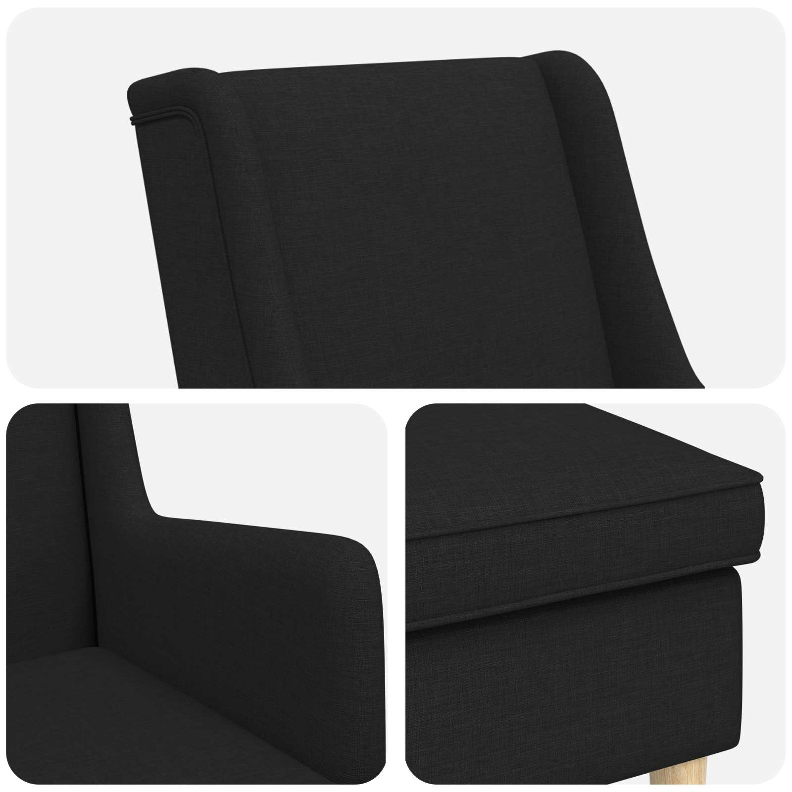 vidaXL Sessel mit Fußhocker 2 stk. Schwarz Stoff – Bild 8