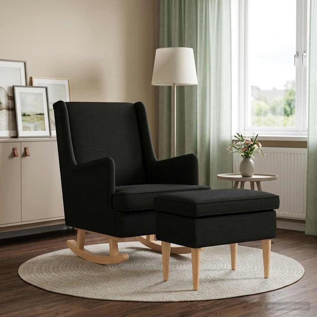 vidaXL Sessel mit Fußhocker 2 stk. Schwarz Stoff – Bild 3