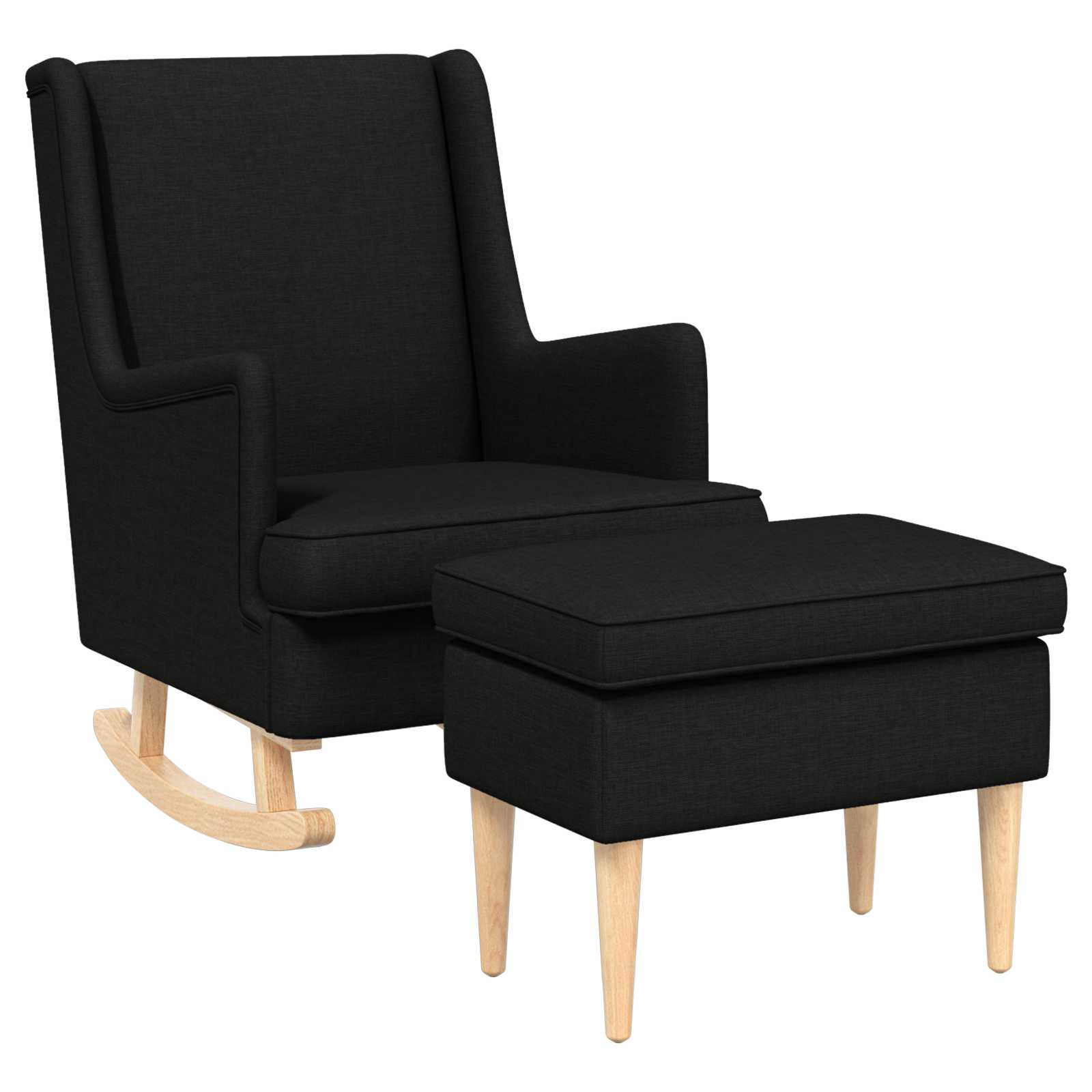 vidaXL Sessel mit Fußhocker 2 stk. Schwarz Stoff – Bild 2