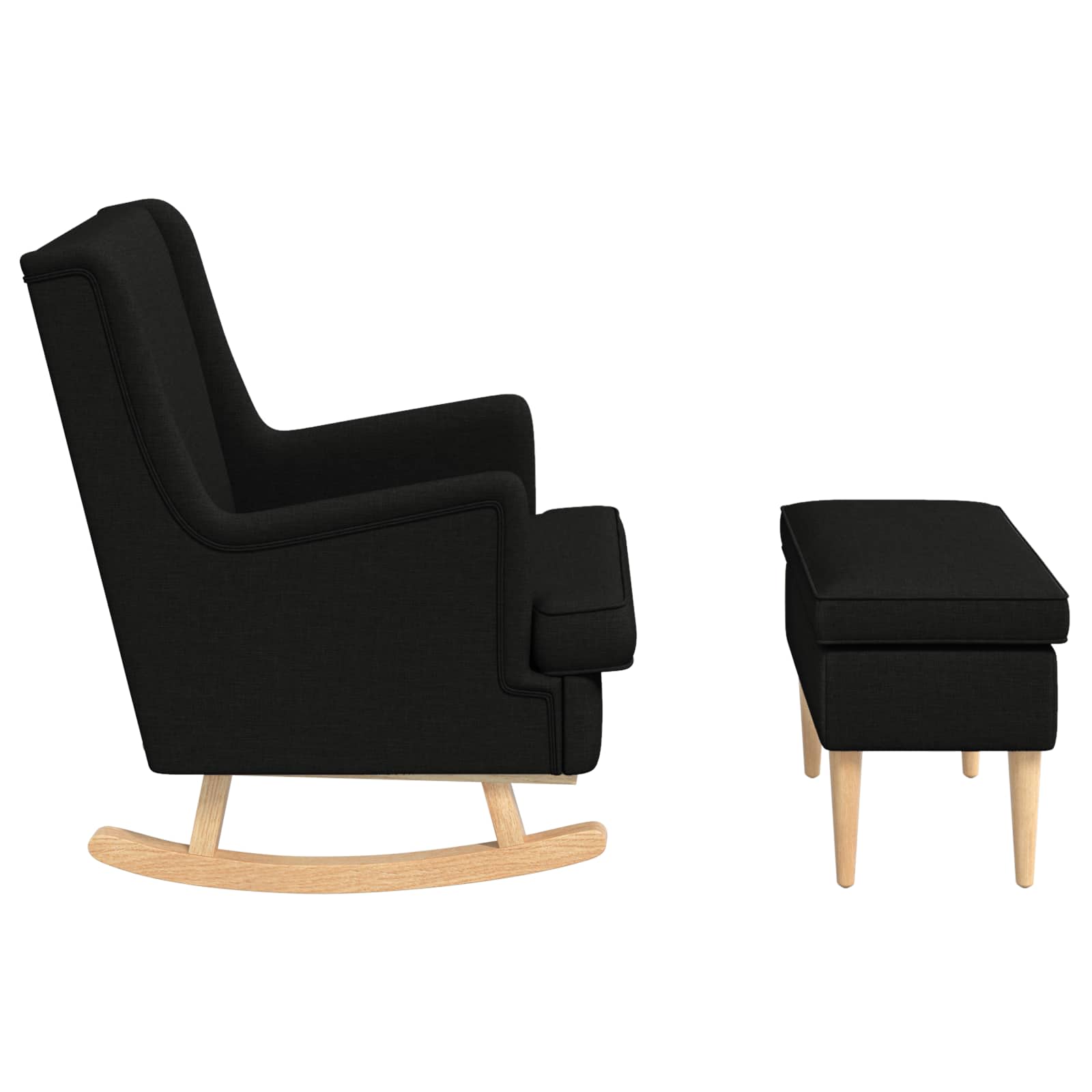 vidaXL Sessel mit Fußhocker 2 stk. Schwarz Stoff – Bild 6