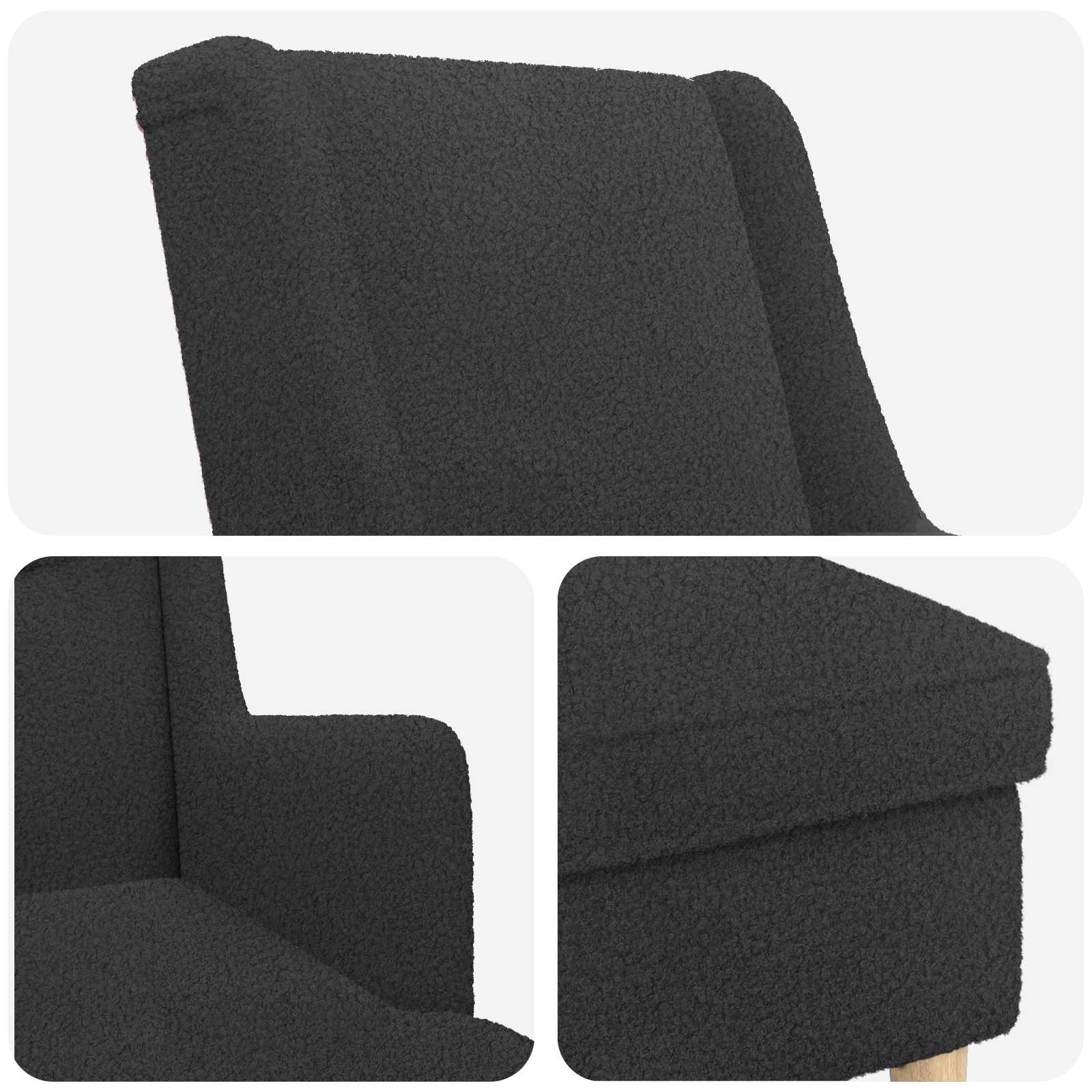 vidaXL Sessel mit Fußhocker 2 stk. Dunkelgrau Bouclé – Bild 8