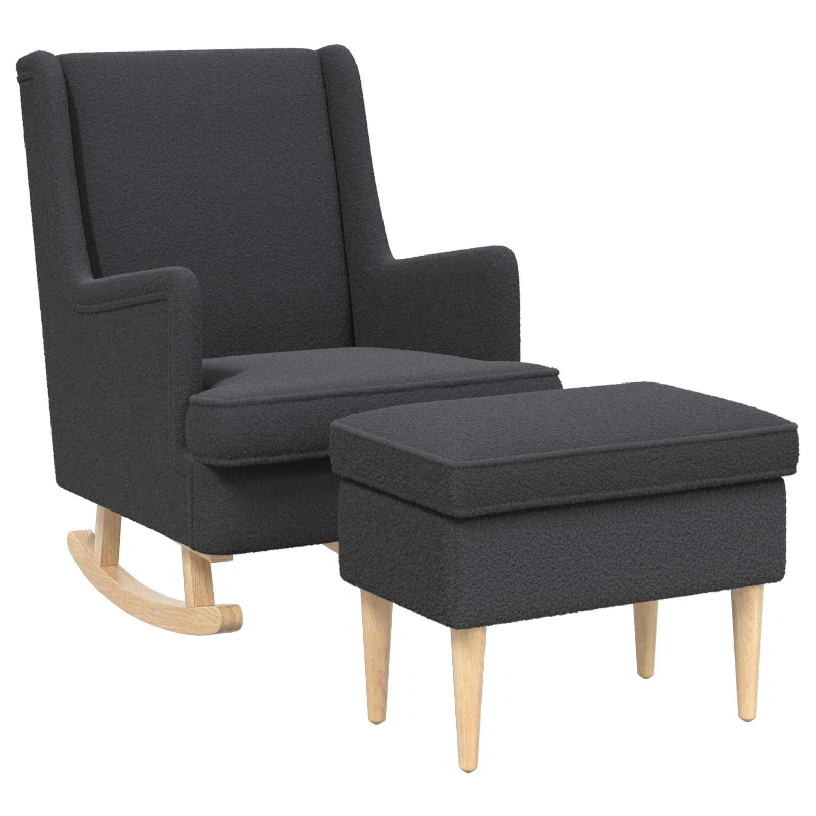 vidaXL Sessel mit Fußhocker 2 stk. Dunkelgrau Bouclé – Bild 2