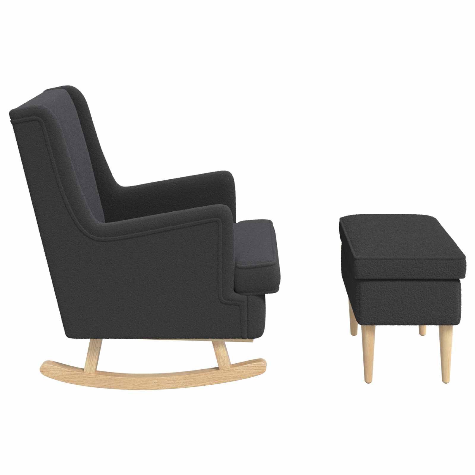vidaXL Sessel mit Fußhocker 2 stk. Dunkelgrau Bouclé – Bild 6