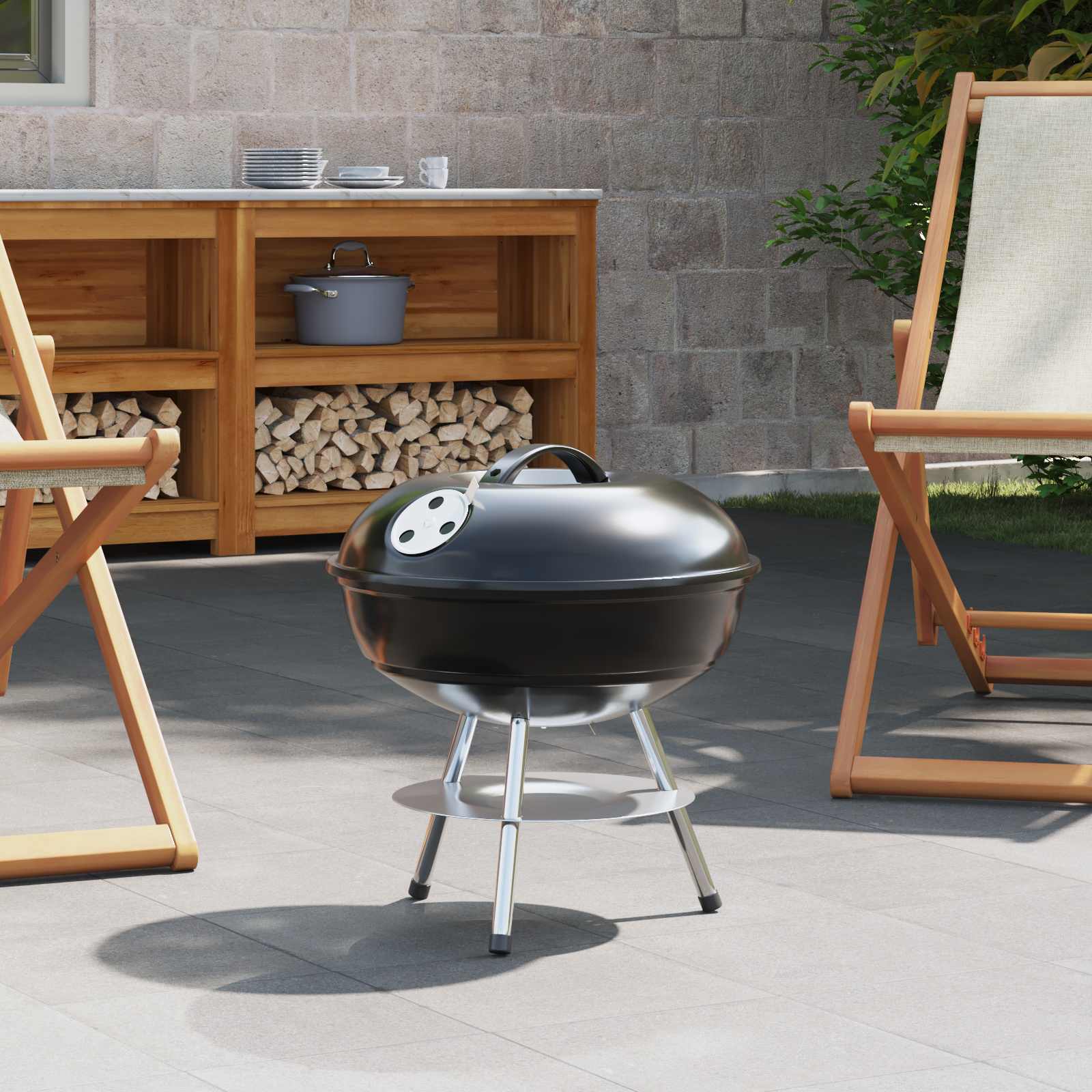 Houtskool Grill Zwart 36,5 x 36,5 x 40 cm image 3