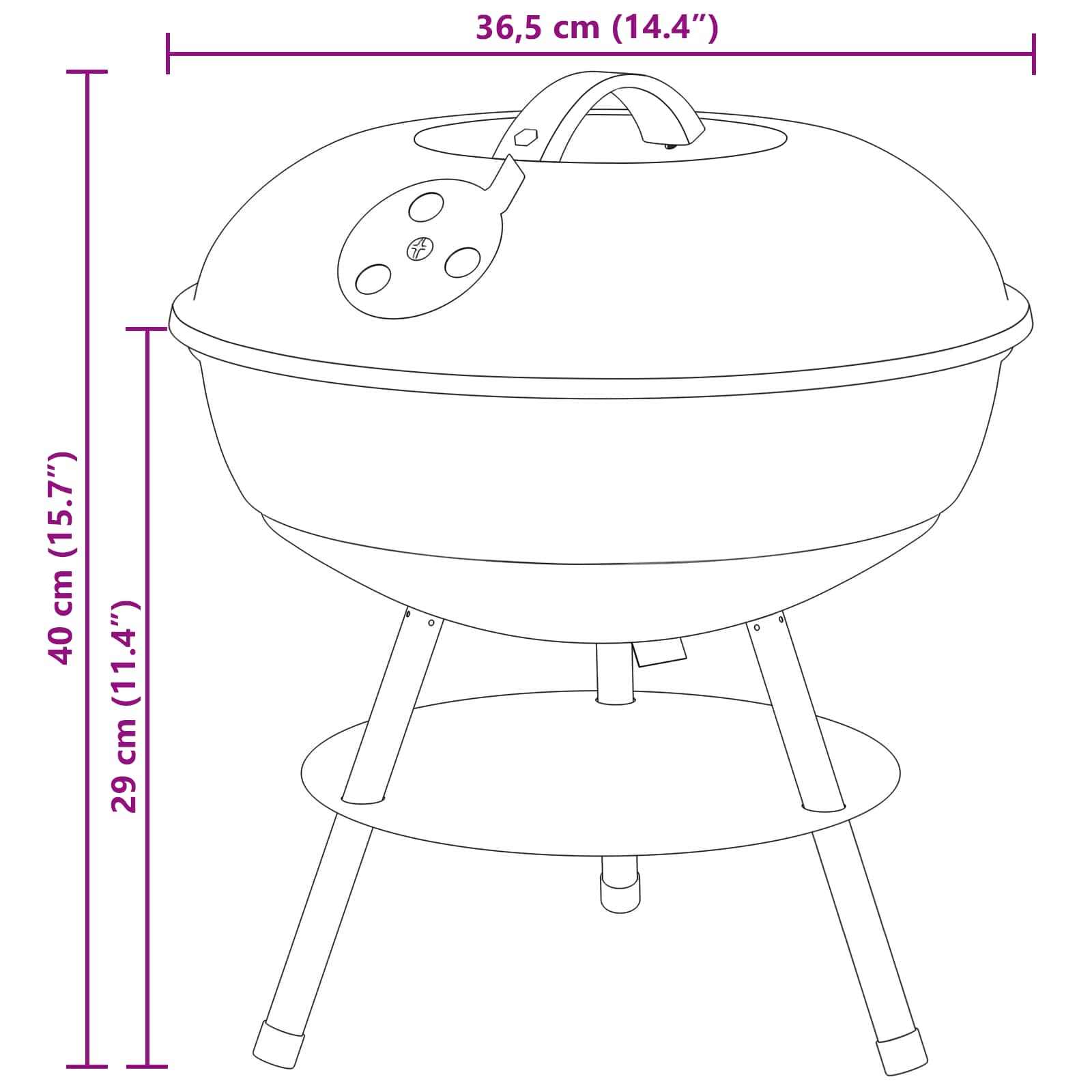 Houtskool Grill Zwart 36,5 x 36,5 x 40 cm image 9