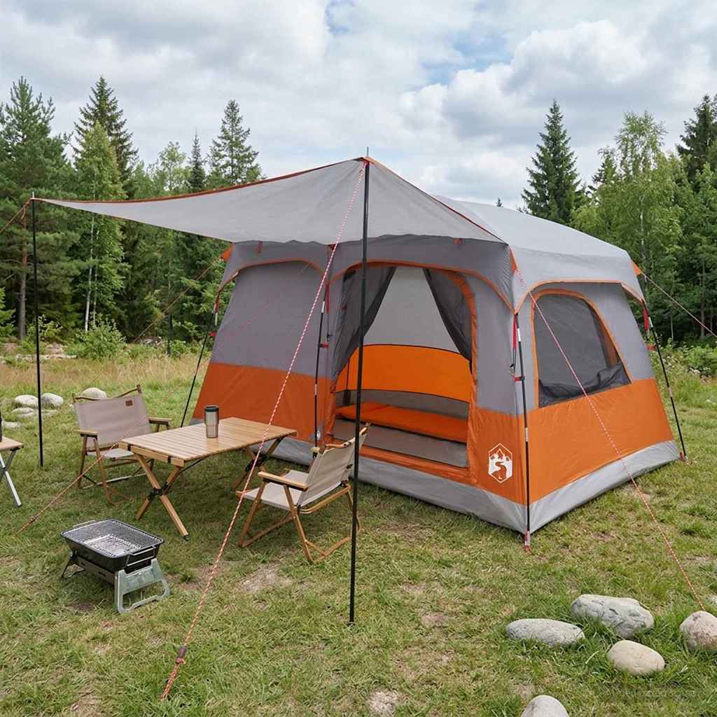 Perhe Teltta Harmaa ja oranssi 320 x 210 x 180 cm Polyesteri