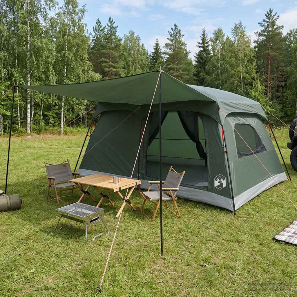 vidaXL Familjet&auml;lt Arm&eacute;gr&ouml;n 420 x 305 x 200 cm Polyester och St&aring;l