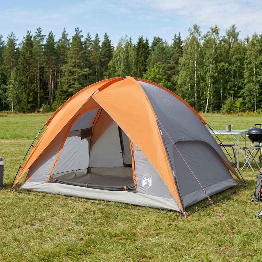 Teltta sadekatteella ja vedenkestävä Kupoli Harmaa ja oranssi - Image 3