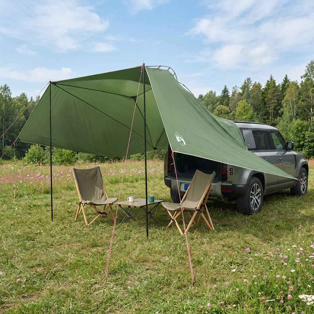 vidaXL Cort pentru mașină Verde 350 x 250 cm Poliester și oțel
